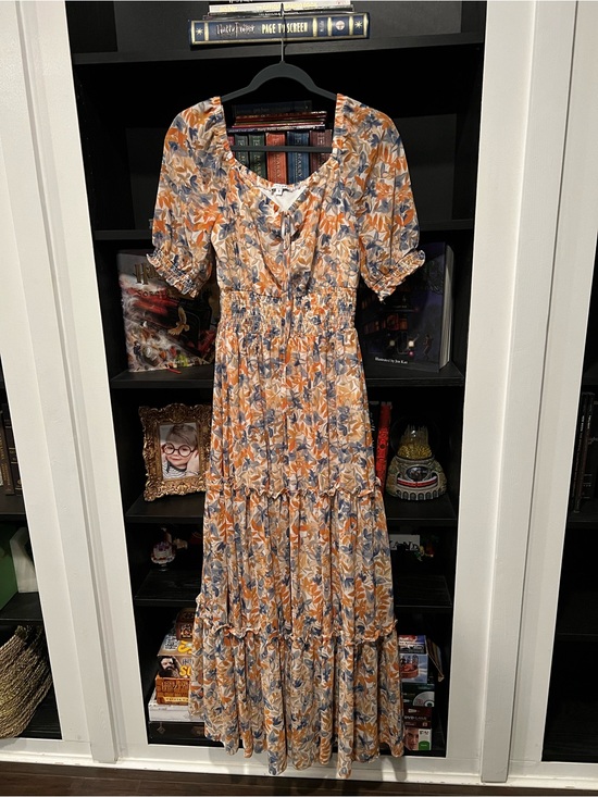 Baltic Born Dresses & Skirts - Baltic Born Orange and Blue Floral Tiered Maxi Dress